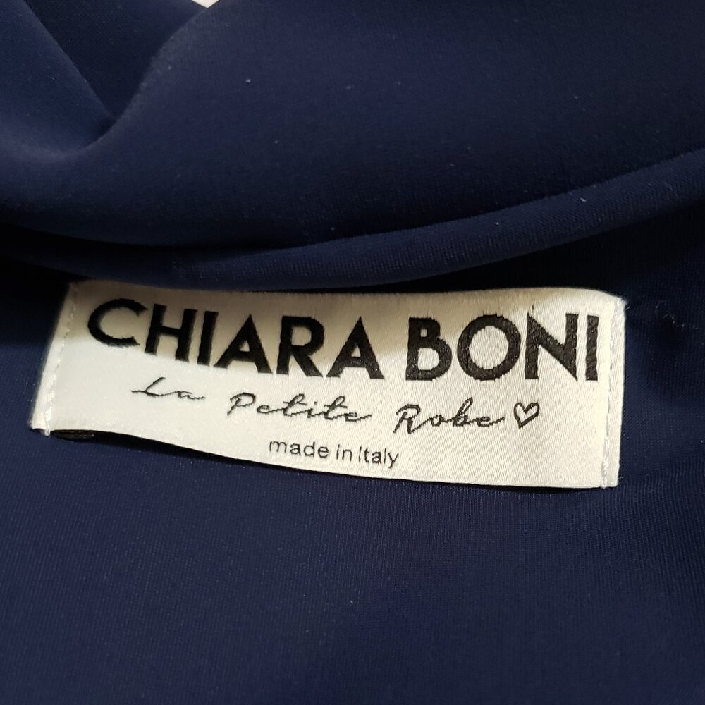 Chiara Boni La Petite Robe - Off the Shoulder Navy Blue Maxi Dress. Size 50 - Picture 5 of 7